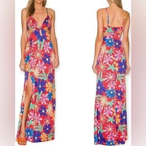 NWT SOLD OUT PatBO Aster Cutout Maxi Dress Side Slit Floral Multicolor Size 4